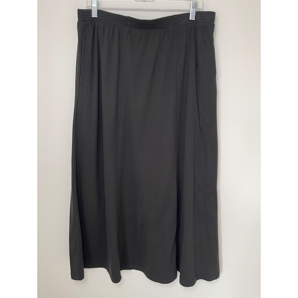 Bechamel Charcoal Gray Cotton Jersey Maxi Skirt Elastic Waist Pockets XL Modest